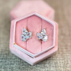 NEW Calvin Klein Butterfly Cluster Stud Earrings Silver